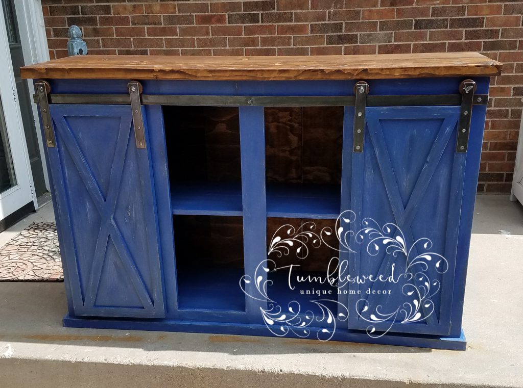 Custom Farm Style Barn Door Console Cabinet
