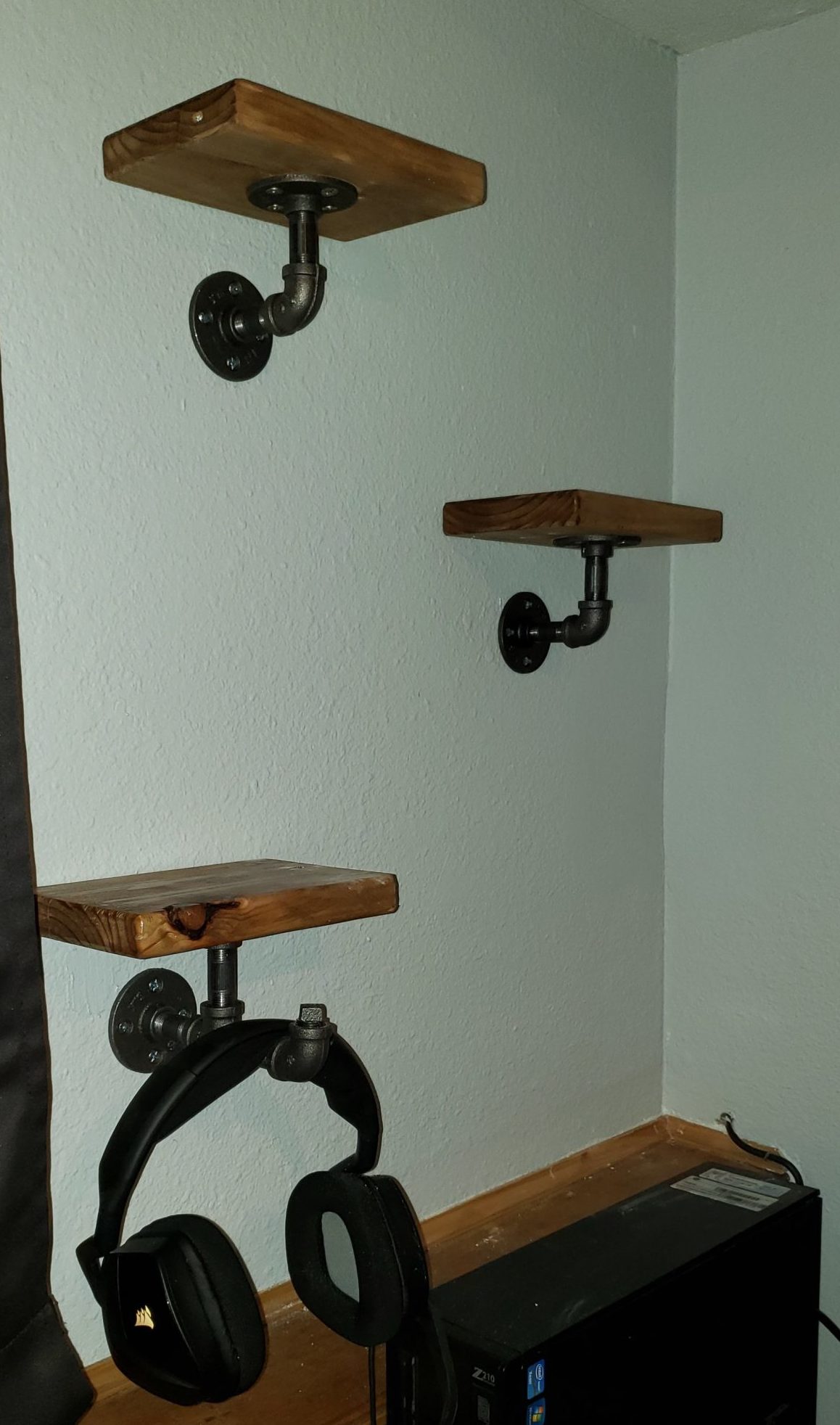 Black Pipe and Pine Shelves